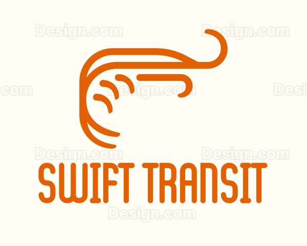 Orange Shrimp Line Art Logo