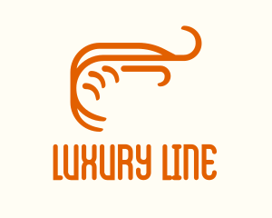 Orange Shrimp Line Art logo design