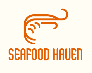 Orange Shrimp Line Art logo design