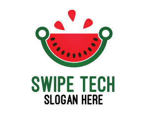 Tech Watermelon Slice logo design