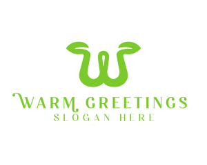 Green Sprout Letter W logo design