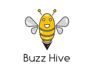 Happy Cartoon Bee logo