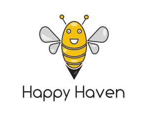 Happy Cartoon Bee logo design