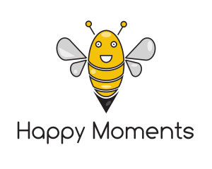 Happy Cartoon Bee logo design