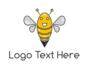 Happy Cartoon Bee logo