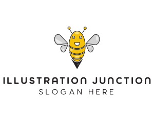 Happy Cartoon Bee logo