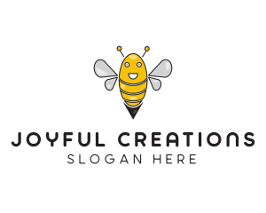 Happy Cartoon Bee logo