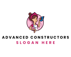 Flat Iron Maid Lady logo design