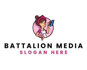 Flat Iron Maid Lady logo design