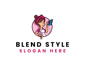 Flat Iron Maid Lady logo design