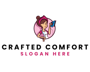 Flat Iron Maid Lady logo design