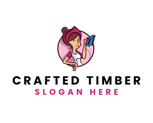 Flat Iron Maid Lady logo design