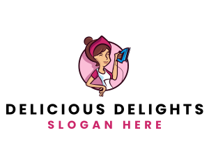 Flat Iron Maid Lady logo design