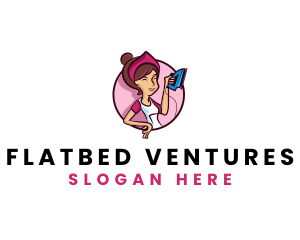 Flat Iron Maid Lady logo design