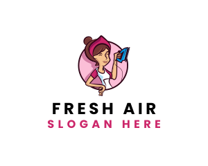 Flat Iron Maid Lady logo design