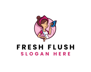 Flat Iron Maid Lady logo design