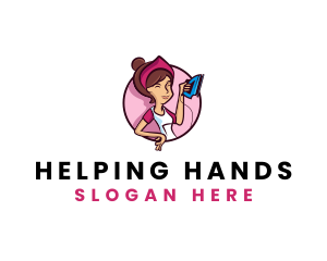 Flat Iron Maid Lady logo design