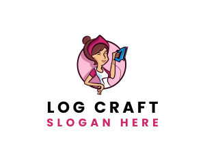 Flat Iron Maid Lady logo design