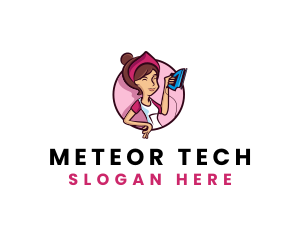 Flat Iron Maid Lady logo design