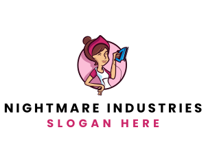 Flat Iron Maid Lady logo design