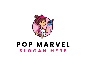 Flat Iron Maid Lady logo design