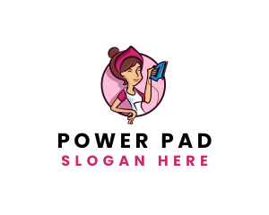 Flat Iron Maid Lady logo design