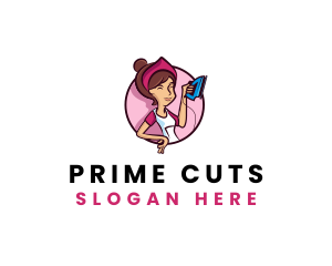 Flat Iron Maid Lady logo design