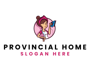 Flat Iron Maid Lady logo design