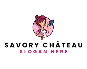 Flat Iron Maid Lady logo design