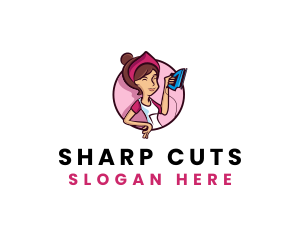 Flat Iron Maid Lady logo design