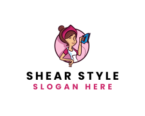 Flat Iron Maid Lady logo design