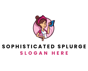 Flat Iron Maid Lady logo design