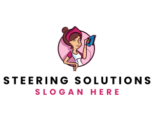 Flat Iron Maid Lady logo design