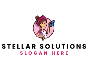 Flat Iron Maid Lady logo design