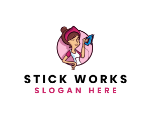 Flat Iron Maid Lady logo design