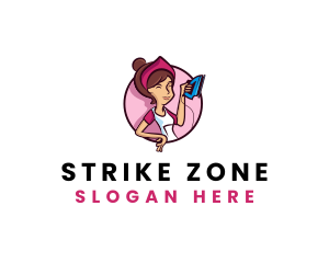 Flat Iron Maid Lady logo design