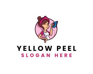 Flat Iron Maid Lady logo design