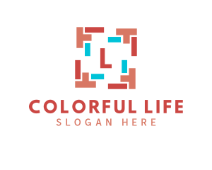 Colorful Shape Frame Lettermark logo design