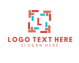 Colorful Shape Frame Lettermark logo