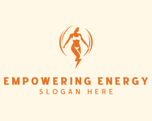 Lightning Power Woman logo design