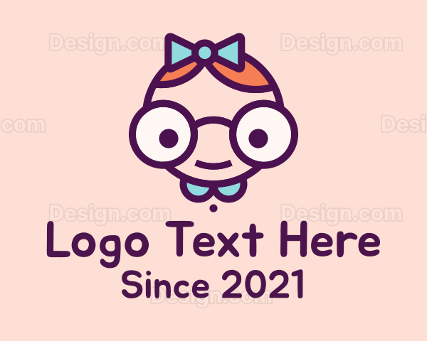 Smart Girl Cartoon Logo