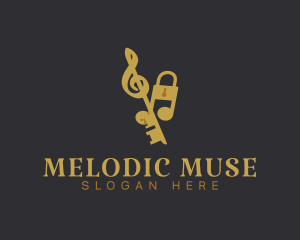 Music Notes Key Security logo design