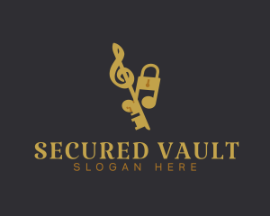 Music Notes Key Security logo design