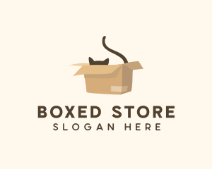 Cat Carboard Box logo design