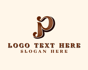 Stylish Retro Brand Letter P logo