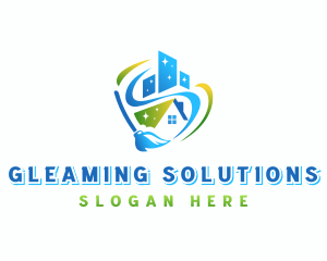 Building House Mop Cleaning logo design