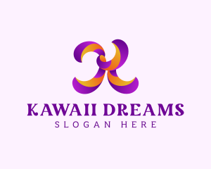 Swirl Carnival Letter K logo design