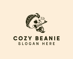 Beanie Smoking Skull  logo design