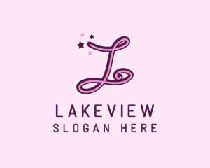 Feminine Star Cursive Letter L logo design