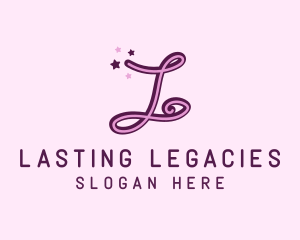 Feminine Star Cursive Letter L logo design